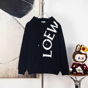 Loewe Black Hoodie with Bold White Lettering